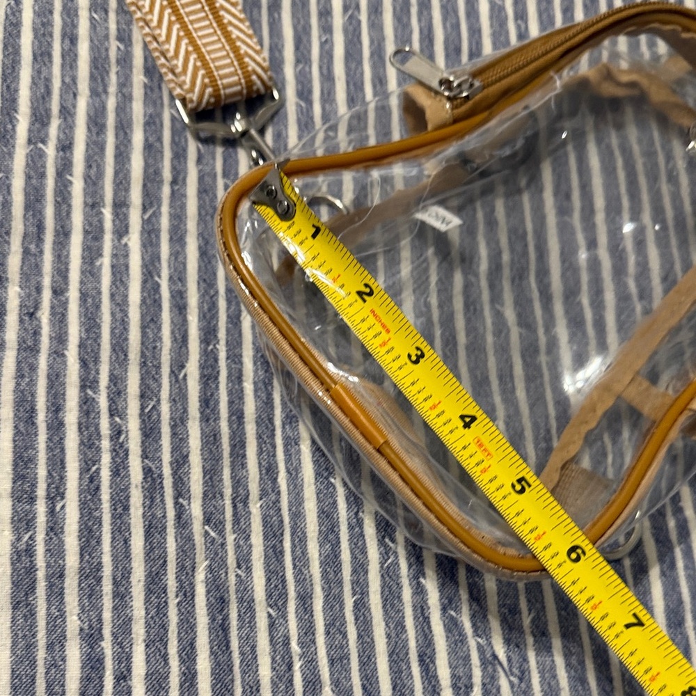 Clear Crossbody Bag with Brown Strap - Picture 3 of 4
